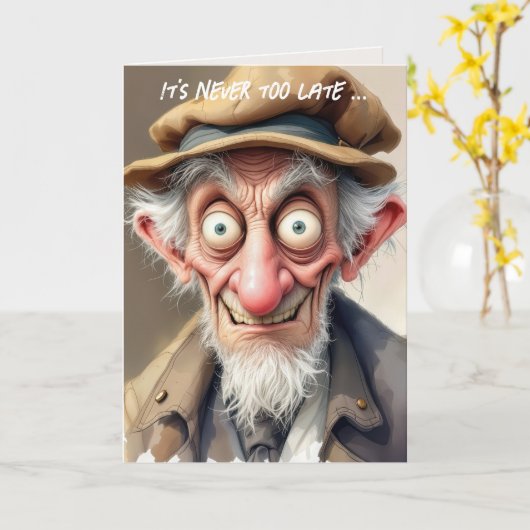 Gek oud Man voor het ouder worden Kaart (Gele Bloem)