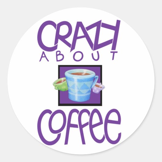 Gek over Coffee paarse Sticker (Voorkant)