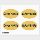 gek paard ovale sticker (Vel)
