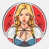 Gek pinup meisje Classic ronde Stickers (Voorkant)