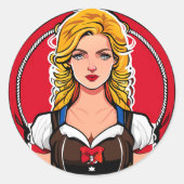 Gek pinup meisje Classic ronde Stickers (Voorkant)
