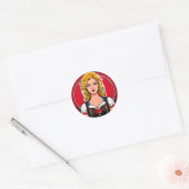 Gek pinup meisje Classic ronde Stickers (Envelop)