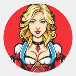 Gek pinup meisje ronde sticker