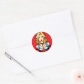Gek pinup meisje ronde sticker (Envelop)
