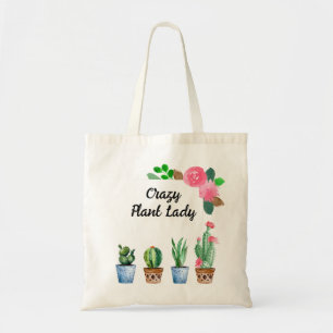 Gek Plant Lady Boho Waterverf Potted Cactus Tote Bag
