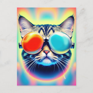 Gek Psychedelic Psychonaut Kitty Cat Briefkaart