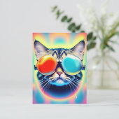 Gek Psychedelic Psychonaut Kitty Cat Briefkaart (Staand voorkant)