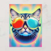 Gek Psychedelic Psychonaut Kitty Cat Briefkaart (Voorkant)