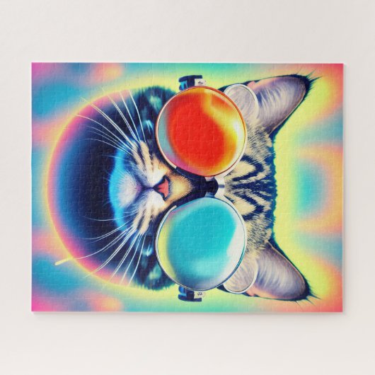 Gek Psychedelic Psychonaut Kitty Cat Legpuzzel (Horizontaal)