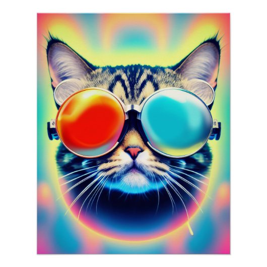 Gek Psychedelic Psychonaut Kitty Cat Perfect Poster (Voorkant)
