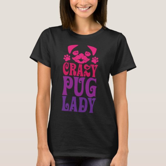 Gek Pug Lady Roze Classic T-shirt 287 (Voorkant)