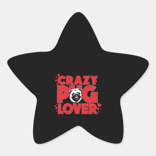 Gek Pug Lover Pug Eigenaar Gift Ster Sticker (Voorkant)