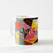Gek Quilt Patchwork Ik hou van quilten monogram Koffiemok (Voorkant links)