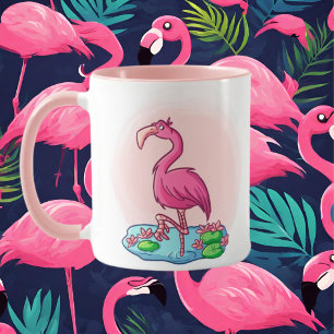 Gek roze flamingo dame mok