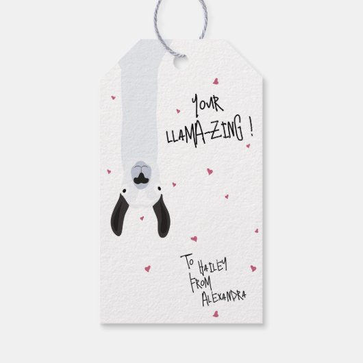 Gek Schattige Llama Pun Happy Valentijnsdag "Mine" Cadeaulabel (Achterkant)