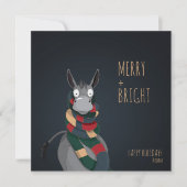 Gek Schattige "Merry + Bright" Ezel Feestdagenkaart (Voorkant)