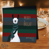 Gek Schattige "Merry + Bright" Llama Feestdagenkaart