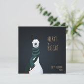 Gek Schattige "Merry + Bright" Llama Feestdagenkaart (Staand voorkant)