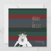 Gek Schattige "Merry + Bright" Schaap Feestdagenkaart (Voorkant)