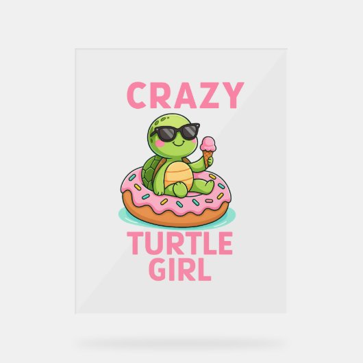 Gek schildpadmeisje acryl bord (Voorkant)