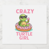 Gek schildpadmeisje sparkling wijnetiket (Enkel label)