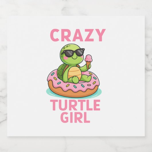 Gek schildpadmeisje sparkling wijnetiket (Enkel label)