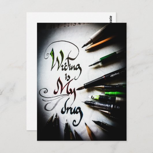 Gek schrijver manifest briefkaart (Voorkant / Achterkant)