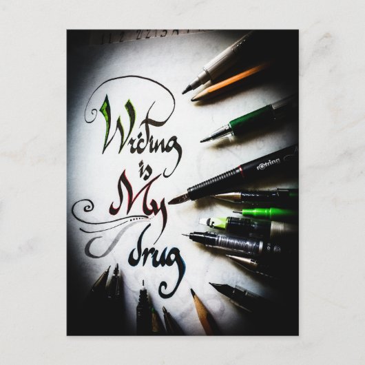 Gek schrijver manifest briefkaart (Voorkant)