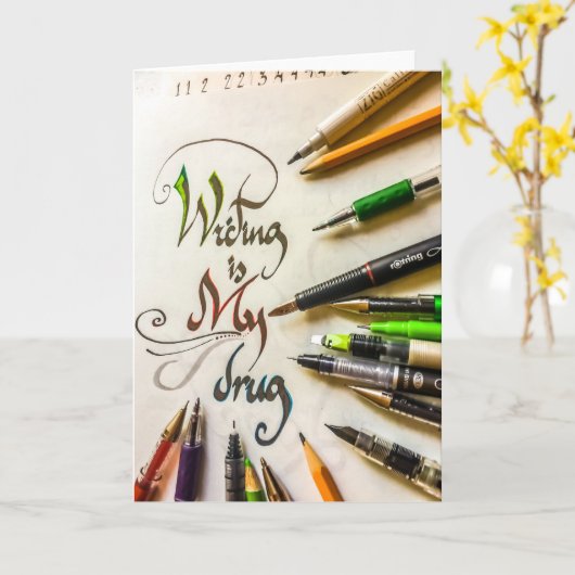 Gek schrijver manifest pennen en potloden kaart (Gele Bloem)