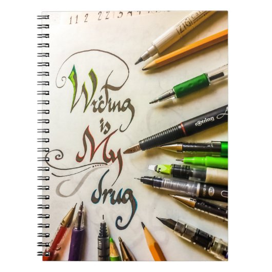 Gek schrijver manifest pennen en potloden notitieboek (Voorkant)