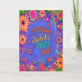 Gek Tante Verjaardag  Floral Funny Kaart (Voorkant)