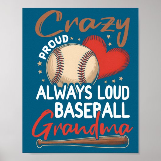 Gek trots altijd luid baseballillustratie poster (Voorkant)