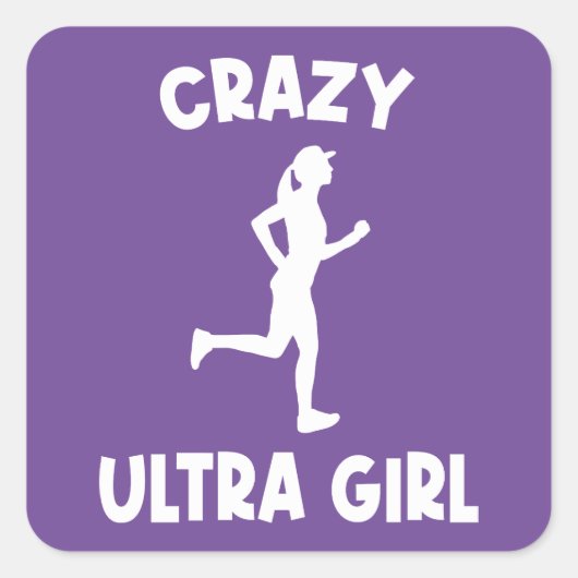 Gek Ultra Running Meisje Vierkante Sticker (Voorkant)