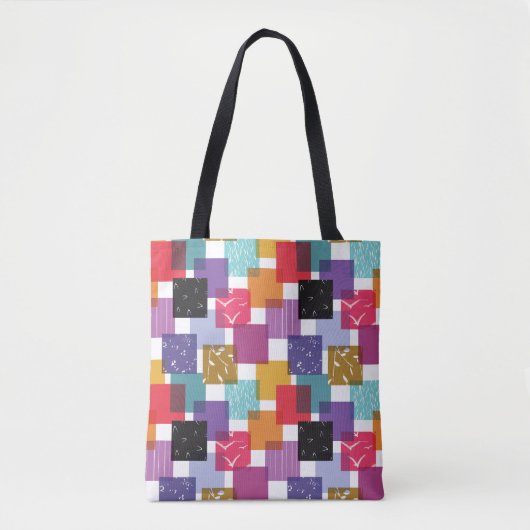 Gek vierkant quilt patroon tote bag (Voorkant)
