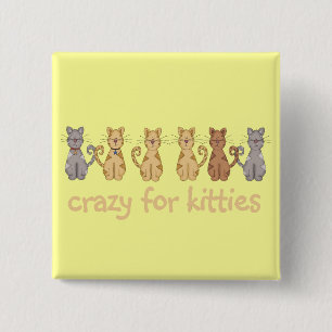 Gek voor de T-shirts en de Giften van Katten Vierkante Button 5,1 Cm