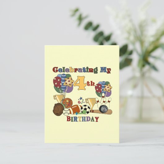 Gek Voor Sport 4e Verjaardag T-shirts en geschenke Briefkaart (Staand voorkant)
