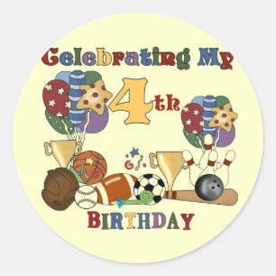 Gek Voor Sport 4e Verjaardag T-shirts en geschenke Ronde Sticker