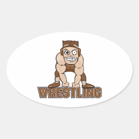 gek worstelaar worstelen ontwerp ovale sticker (Voorkant)