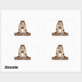 gek worstelaar worstelen ontwerp ovale sticker (Vel)