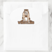 gek worstelaar worstelen ontwerp ovale sticker (Tas)