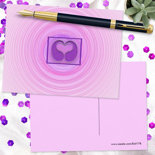 Gekaderd Roze Hart Spiraal Mis Je Briefkaart