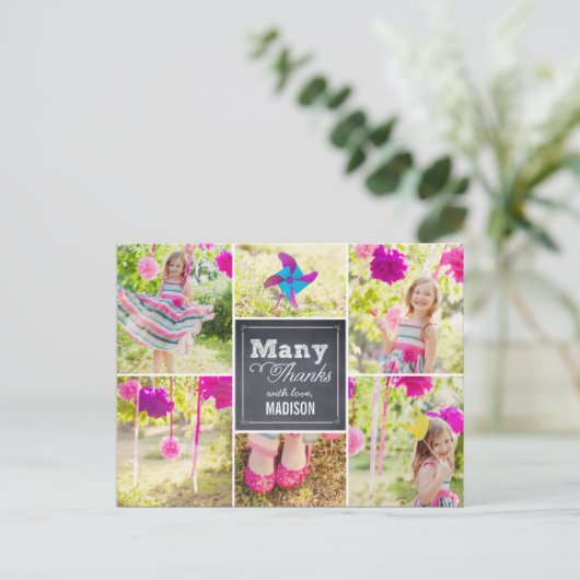 Gekalkt collage Birthday Party - Bedankt voor je c Briefkaart (Staand voorkant)