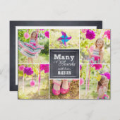 Gekalkt collage Birthday Party - Bedankt voor je c Briefkaart (Voorkant / Achterkant)