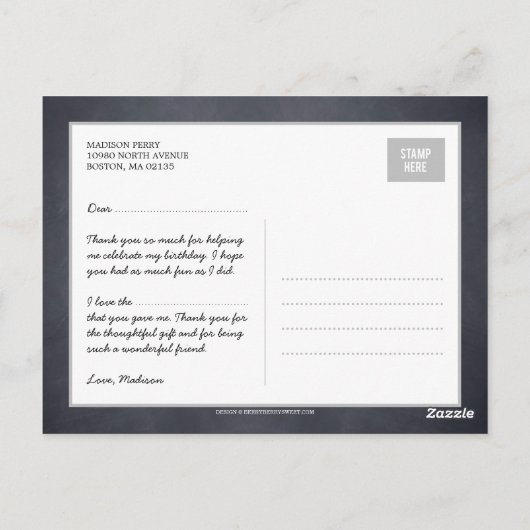 Gekalkt collage Birthday Party - Bedankt voor je c Briefkaart (Achterkant)