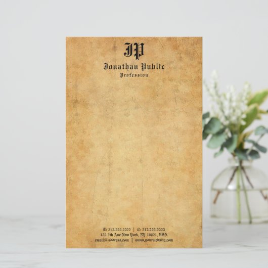  gekalligrafeerd monogram Sjabloon Elegant Briefpapier (Staand voorkant)