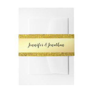 Gekalligrafeerd Schrift Goud Glitter Modern Sjablo Uitnodigingen Wikkel