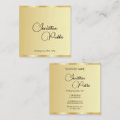 Gekalligrafeerd Script Faux Gold Sjabloon Modern Vierkante Visitekaartje (Voorkant / Achterkant)