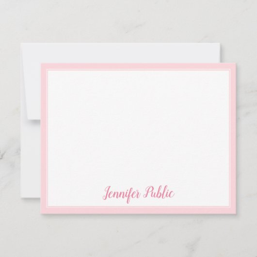 Gekalligrafeerd Script Roze Rand Elegante Sjabloon (Voorkant)