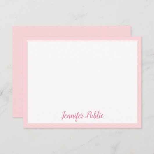 Gekalligrafeerd Script Roze Rand Elegante Sjabloon (Voorkant / Achterkant)