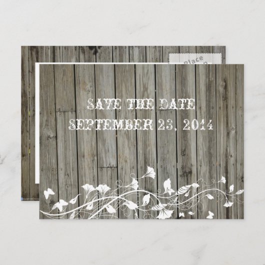 Gekanteld hout Bewaar de datum Aankondigingskaart (Voorkant / Achterkant)